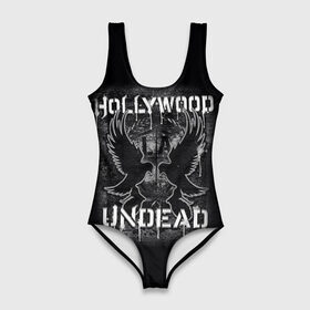 Купальник-боди 3D с принтом Hollywood Undead в Кировске, 82% полиэстер, 18% эластан | Круглая горловина, круглый вырез на спине | хип хоп