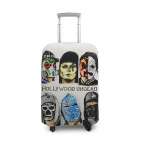 Чехол для чемодана 3D с принтом Hollywood Undead в Кировске, 86% полиэфир, 14% спандекс | двустороннее нанесение принта, прорези для ручек и колес | хип хоп