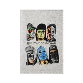 Обложка для паспорта матовая кожа с принтом Hollywood Undead в Кировске, натуральная матовая кожа | размер 19,3 х 13,7 см; прозрачные пластиковые крепления | Тематика изображения на принте: хип хоп