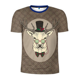 Мужская футболка 3D спортивная с принтом Deer в Кировске, 100% полиэстер с улучшенными характеристиками | приталенный силуэт, круглая горловина, широкие плечи, сужается к линии бедра | 2016 | christmas | deer | год | новогодний | новый | олень | рождественский | с новым годом