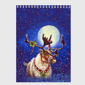 Скетчбук с принтом Christmas deer в Кировске, 100% бумага
 | 48 листов, плотность листов — 100 г/м2, плотность картонной обложки — 250 г/м2. Листы скреплены сверху удобной пружинной спиралью | 2016 | christmas | deer | год | новогодний | новый | олень | рождественский | с новым годом