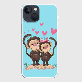 Чехол для iPhone 13 mini с принтом Обезьянки в Кировске,  |  | 2016 | год | любовь | мартышка | новый | обезьяна | с новым год