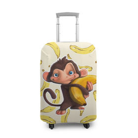 Чехол для чемодана 3D с принтом Обезьяна с бананом в Кировске, 86% полиэфир, 14% спандекс | двустороннее нанесение принта, прорези для ручек и колес | мартышка | обезьяна