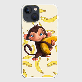 Чехол для iPhone 13 mini с принтом Обезьяна с бананом в Кировске,  |  | Тематика изображения на принте: мартышка | обезьяна