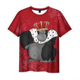 Мужская футболка 3D с принтом Обезьяна король в Кировске, 100% полиэфир | прямой крой, круглый вырез горловины, длина до линии бедер | 2016 | год | король | корона | мартышка | новый | обезьяна | с новым год