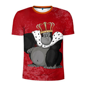 Мужская футболка 3D спортивная с принтом Обезьяна король в Кировске, 100% полиэстер с улучшенными характеристиками | приталенный силуэт, круглая горловина, широкие плечи, сужается к линии бедра | 2016 | год | король | корона | мартышка | новый | обезьяна | с новым год