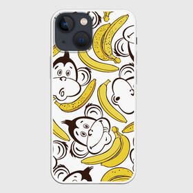 Чехол для iPhone 13 mini с принтом Обезьянки и бананы в Кировске,  |  | Тематика изображения на принте: банан
