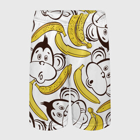 Детские спортивные шорты 3D с принтом Обезьянки и бананы в Кировске,  100% полиэстер
 | пояс оформлен широкой мягкой резинкой, ткань тянется
 | Тематика изображения на принте: банан