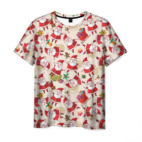 Мужская футболка 3D с принтом Санта в Кировске, 100% полиэфир | прямой крой, круглый вырез горловины, длина до линии бедер | 2016 | новый год | популярные | прикольные | санта клаус