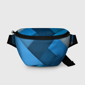 Поясная сумка 3D с принтом Абстракт в Кировске, 100% полиэстер | плотная ткань, ремень с регулируемой длиной, внутри несколько карманов для мелочей, основное отделение и карман с обратной стороны сумки застегиваются на молнию | геометрия | синий
