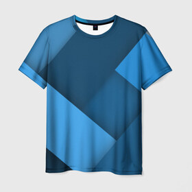 Мужская футболка 3D с принтом Абстракт в Кировске, 100% полиэфир | прямой крой, круглый вырез горловины, длина до линии бедер | геометрия | синий