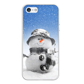 Чехол для iPhone 5/5S матовый с принтом Снеговик в Кировске, Силикон | Область печати: задняя сторона чехла, без боковых панелей | Тематика изображения на принте: 