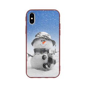 Чехол для Apple iPhone X силиконовый матовый с принтом Снеговик в Кировске, Силикон | Печать на задней стороне чехла, без боковой панели | 2016 | winter | год | зима | мартышка | новогодний | новый | обезьяна | обезьянка | подарок | с новым годом | снег | снеговик