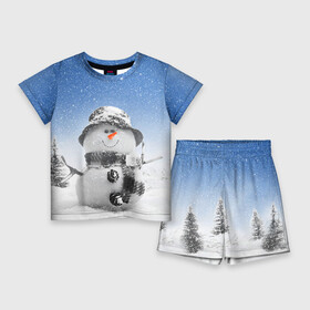 Детский костюм с шортами 3D с принтом Снеговик в Кировске,  |  | 2016 | winter | год | зима | мартышка | новогодний | новый | обезьяна | обезьянка | подарок | с новым годом | снег | снеговик