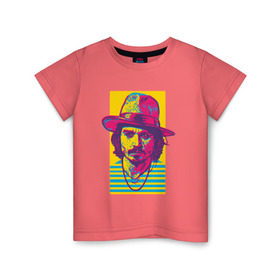 Детская футболка хлопок с принтом Джонни Депп в Кировске, 100% хлопок | круглый вырез горловины, полуприлегающий силуэт, длина до линии бедер | Тематика изображения на принте: depp | johnny | актер | депп | джонни | кино
