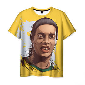 Мужская футболка 3D с принтом Ronaldinho в Кировске, 100% полиэфир | прямой крой, круглый вырез горловины, длина до линии бедер | Тематика изображения на принте: football | ronaldinho | роналдиньо | футбол | футболист