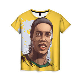 Женская футболка 3D с принтом Ronaldinho в Кировске, 100% полиэфир ( синтетическое хлопкоподобное полотно) | прямой крой, круглый вырез горловины, длина до линии бедер | Тематика изображения на принте: football | ronaldinho | роналдиньо | футбол | футболист