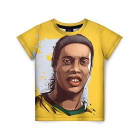 Детская футболка 3D с принтом Ronaldinho в Кировске, 100% гипоаллергенный полиэфир | прямой крой, круглый вырез горловины, длина до линии бедер, чуть спущенное плечо, ткань немного тянется | football | ronaldinho | роналдиньо | футбол | футболист