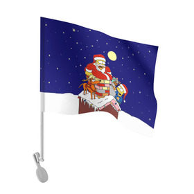 Флаг для автомобиля с принтом Новый год у Симпоснов в Кировске, 100% полиэстер | Размер: 30*21 см | гомер