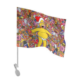 Флаг для автомобиля с принтом Обжора Гомер в Кировске, 100% полиэстер | Размер: 30*21 см | гомер