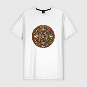 Мужская футболка премиум с принтом Maya в Кировске, 92% хлопок, 8% лайкра | приталенный силуэт, круглый вырез ворота, длина до линии бедра, короткий рукав | календарь | майя | орнамент | узор