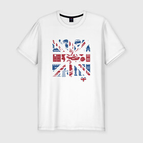 Мужская футболка премиум с принтом Британия в сердце в Кировске, 92% хлопок, 8% лайкра | приталенный силуэт, круглый вырез ворота, длина до линии бедра, короткий рукав | britain | бин | доктор кто | королева | тардис