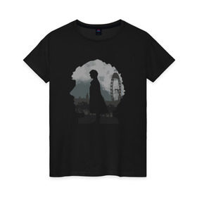Женская футболка хлопок с принтом Sherlock World в Кировске, 100% хлопок | прямой крой, круглый вырез горловины, длина до линии бедер, слегка спущенное плечо | англия | британия | детектив | холмс | шерлок