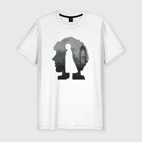 Мужская футболка премиум с принтом Sherlock World в Кировске, 92% хлопок, 8% лайкра | приталенный силуэт, круглый вырез ворота, длина до линии бедра, короткий рукав | англия | британия | детектив | холмс | шерлок