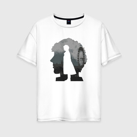 Женская футболка хлопок Oversize с принтом Sherlock World в Кировске, 100% хлопок | свободный крой, круглый ворот, спущенный рукав, длина до линии бедер
 | англия | британия | детектив | холмс | шерлок