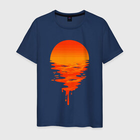 Мужская футболка хлопок с принтом Sunset в Кировске, 100% хлопок | прямой крой, круглый вырез горловины, длина до линии бедер, слегка спущенное плечо. | sun | закат | краски | солнце