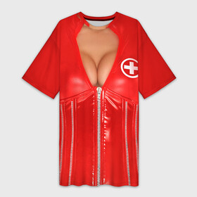 Платье-футболка 3D с принтом Костюм медсестры в Кировске,  |  | год | грудь | костюм | медсестра | новый | ролевые | тело