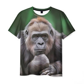 Мужская футболка 3D с принтом Обезьяна в Кировске, 100% полиэфир | прямой крой, круглый вырез горловины, длина до линии бедер | 2016 | мартышка | обезьяна | с новым годом | символ нг