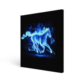 Холст квадратный с принтом Ледяной конь в Кировске, 100% ПВХ |  | Тематика изображения на принте: арт | лёд | лошадь | огонь | пламя