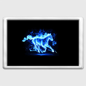 Магнит 45*70 с принтом Ледяной конь в Кировске, Пластик | Размер: 78*52 мм; Размер печати: 70*45 | Тематика изображения на принте: арт | лёд | лошадь | огонь | пламя