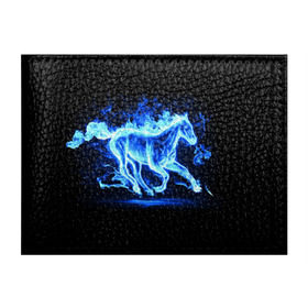 Обложка для студенческого билета с принтом Ледяной конь в Кировске, натуральная кожа | Размер: 11*8 см; Печать на всей внешней стороне | Тематика изображения на принте: арт | лёд | лошадь | огонь | пламя