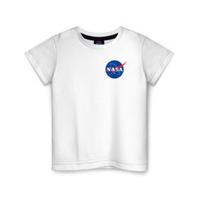 Детская футболка хлопок с принтом NASA в Кировске, 100% хлопок | круглый вырез горловины, полуприлегающий силуэт, длина до линии бедер | астронавты | космос | наса
