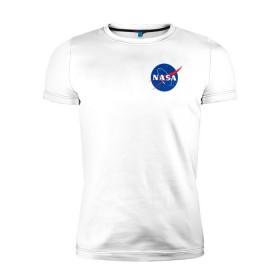 Мужская футболка премиум с принтом NASA в Кировске, 92% хлопок, 8% лайкра | приталенный силуэт, круглый вырез ворота, длина до линии бедра, короткий рукав | астронавты | космос | наса
