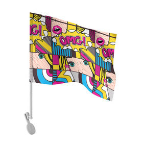 Флаг для автомобиля с принтом POP ART в Кировске, 100% полиэстер | Размер: 30*21 см | omg | pop art | арт | поп | ретро | уорхол | энди