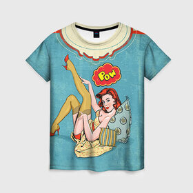 Женская футболка 3D с принтом POP ART в Кировске, 100% полиэфир ( синтетическое хлопкоподобное полотно) | прямой крой, круглый вырез горловины, длина до линии бедер | omg | pop art | pow | арт | поп | ретро | уорхол | энди