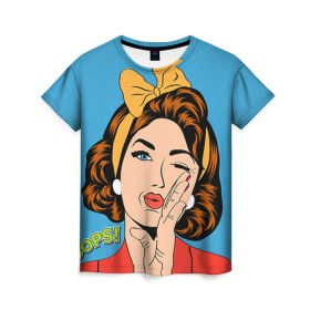 Женская футболка 3D с принтом POP ART в Кировске, 100% полиэфир ( синтетическое хлопкоподобное полотно) | прямой крой, круглый вырез горловины, длина до линии бедер | omg | oops | pop art | арт | поп | ретро | уорхол | энди