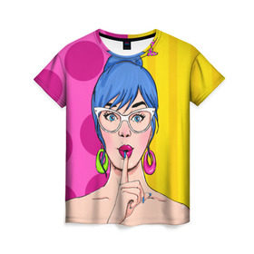 Женская футболка 3D с принтом POP ART в Кировске, 100% полиэфир ( синтетическое хлопкоподобное полотно) | прямой крой, круглый вырез горловины, длина до линии бедер | omg | pop art | арт | поп | ретро | уорхол | энди