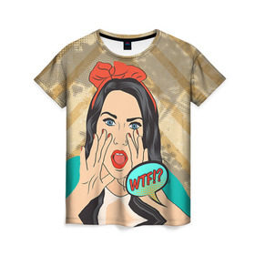 Женская футболка 3D с принтом POP ART в Кировске, 100% полиэфир ( синтетическое хлопкоподобное полотно) | прямой крой, круглый вырез горловины, длина до линии бедер | omg | pop art | wtf | арт | поп | ретро | уорхол | энди