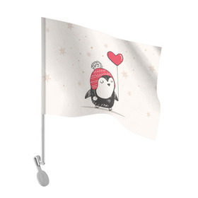 Флаг для автомобиля с принтом Пингвин с шариком в Кировске, 100% полиэстер | Размер: 30*21 см | пингвин