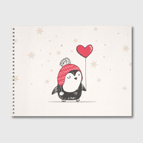 Альбом для рисования с принтом Пингвин с шариком в Кировске, 100% бумага
 | матовая бумага, плотность 200 мг. | пингвин