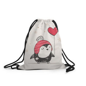 Рюкзак-мешок 3D с принтом Пингвин с шариком в Кировске, 100% полиэстер | плотность ткани — 200 г/м2, размер — 35 х 45 см; лямки — толстые шнурки, застежка на шнуровке, без карманов и подкладки | пингвин