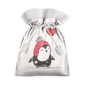 Подарочный 3D мешок с принтом Пингвин с шариком в Кировске, 100% полиэстер | Размер: 29*39 см | пингвин