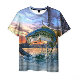 Мужская футболка 3D с принтом Рыба в Кировске, 100% полиэфир | прямой крой, круглый вырез горловины, длина до линии бедер | fishing | рыба | рыбак | рыбалка | туризм