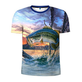 Мужская футболка 3D спортивная с принтом Рыба в Кировске, 100% полиэстер с улучшенными характеристиками | приталенный силуэт, круглая горловина, широкие плечи, сужается к линии бедра | fishing | рыба | рыбак | рыбалка | туризм
