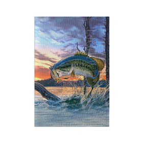 Обложка для паспорта матовая кожа с принтом Рыба в Кировске, натуральная матовая кожа | размер 19,3 х 13,7 см; прозрачные пластиковые крепления | fishing | рыба | рыбак | рыбалка | туризм