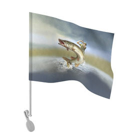 Флаг для автомобиля с принтом Щука в Кировске, 100% полиэстер | Размер: 30*21 см | fishing | рыба | рыбак | рыбалка | туризм | щука